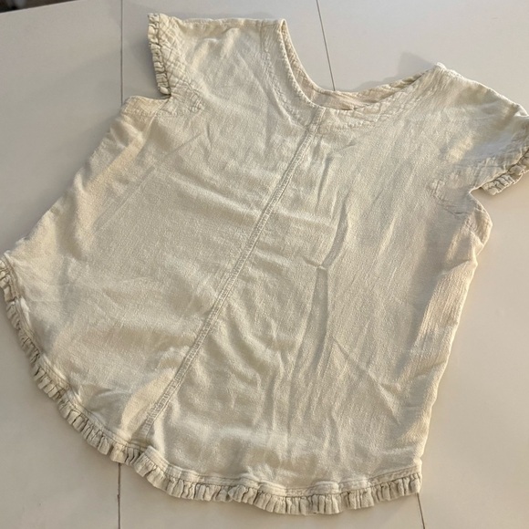 DUNES Vintage Cream Ruffle Sleeveless Coastal Cowgirl Boho Chic Top Lagenlook - Picture 4 of 6